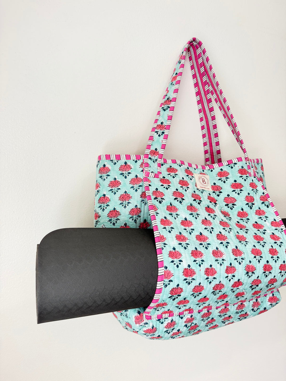 Water Lily Quilted Yoga Tote
