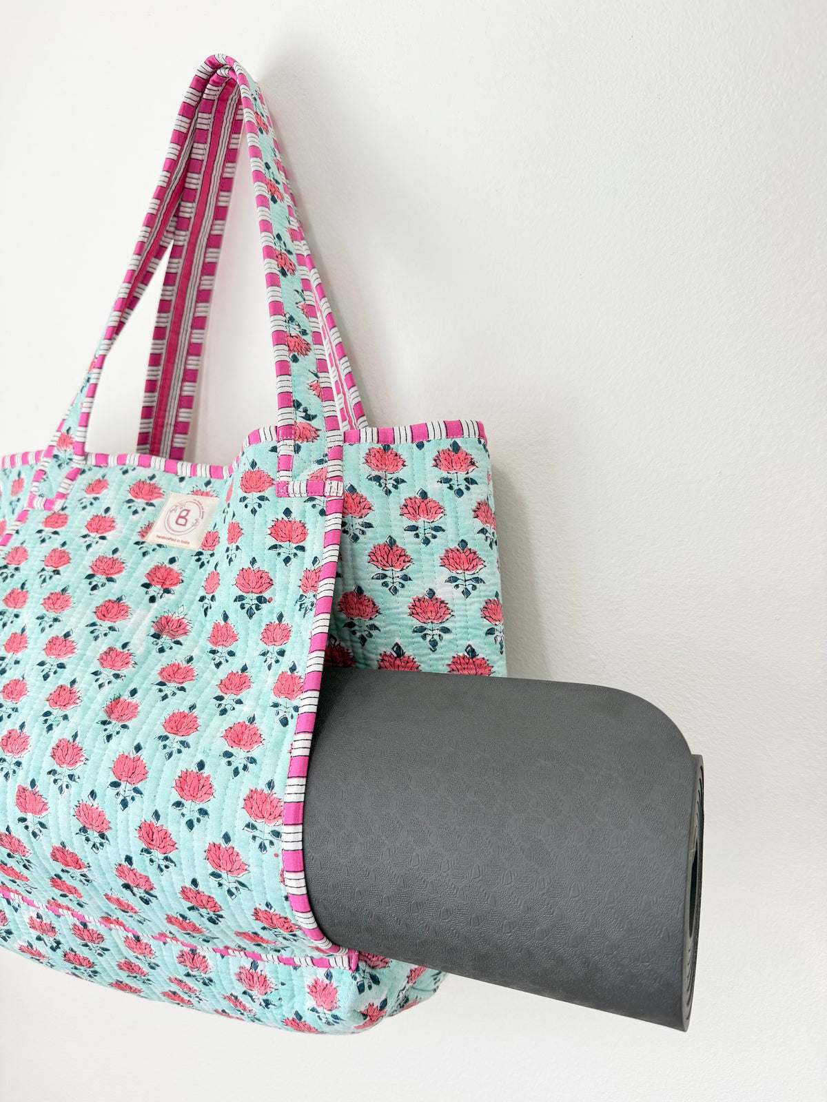 Water Lily Quilted Yoga Tote