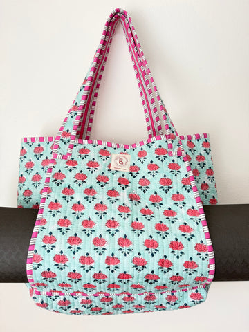 Water Lily Quilted Yoga Tote