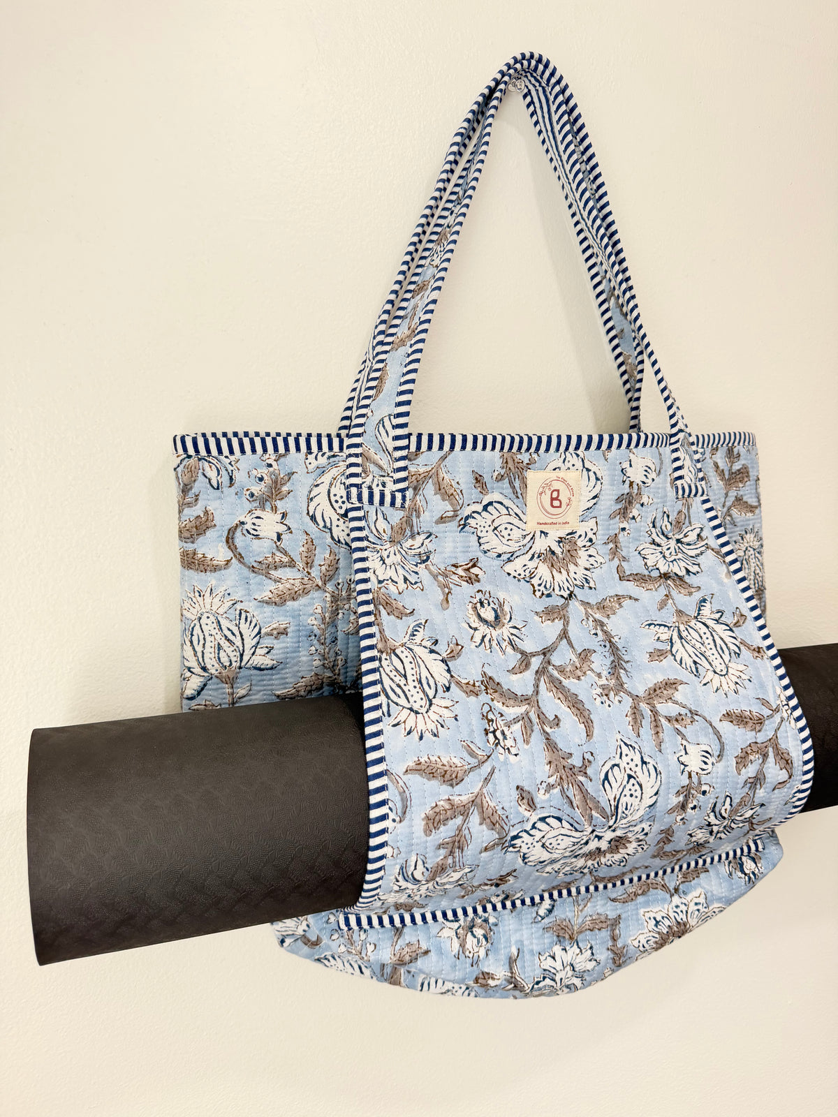 Ocean Bloom Quilted Yoga Tote