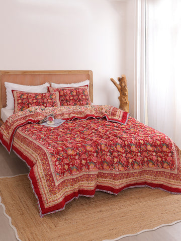 Royal Red Bloom Reversible Cloud Quilt