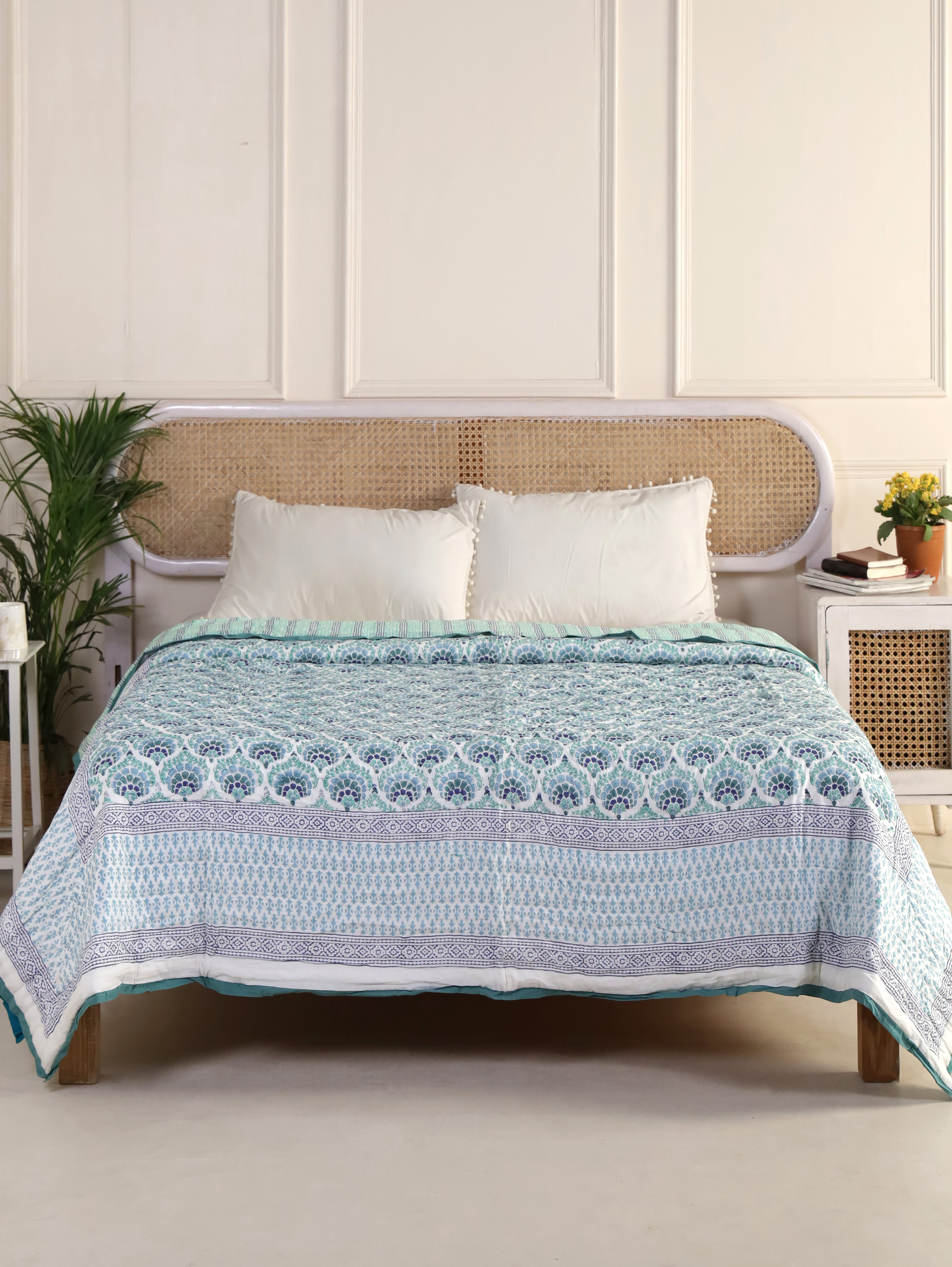 Coral Blue Reversible Quilt
