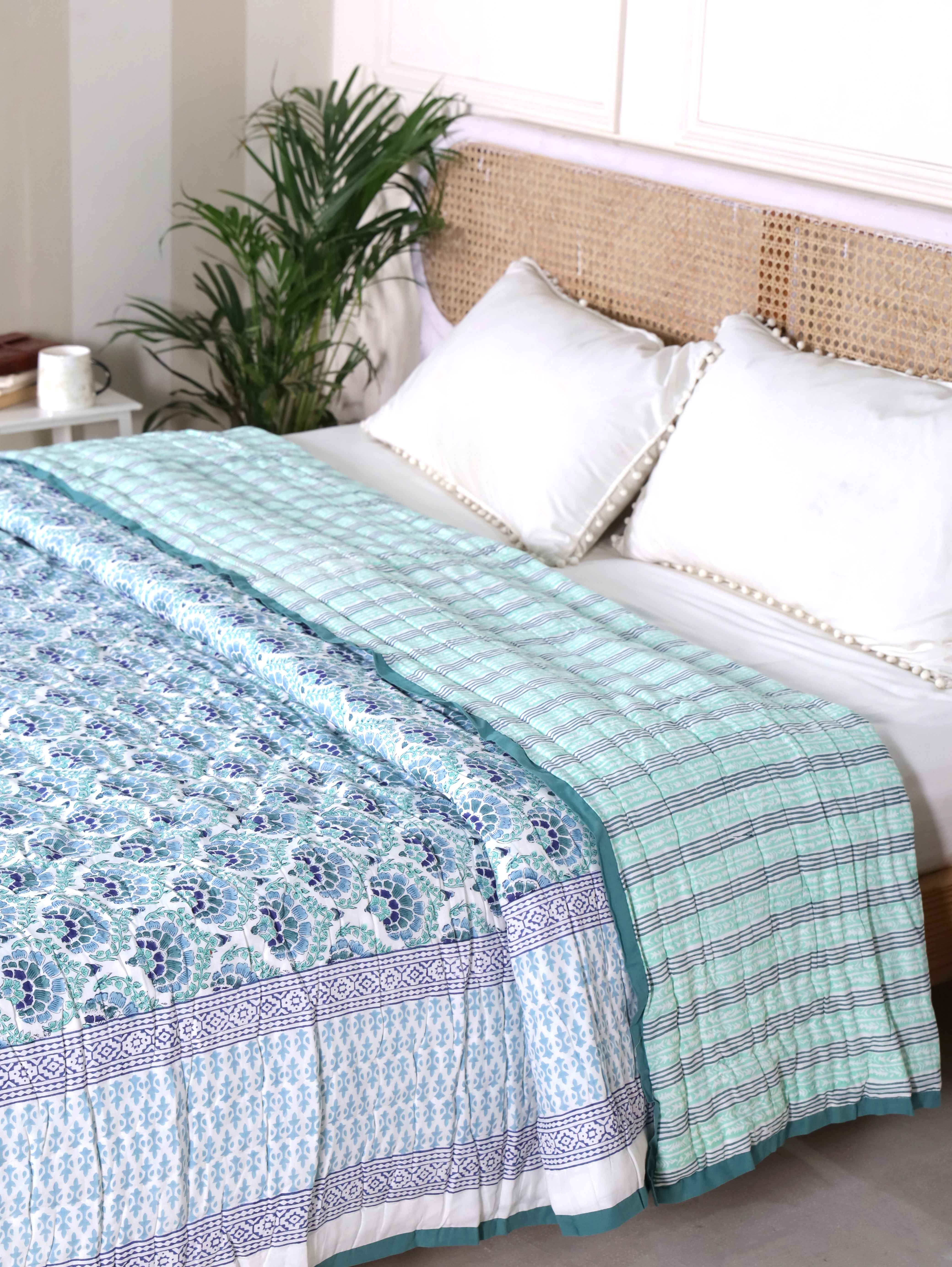 Coral Blue Reversible Quilt