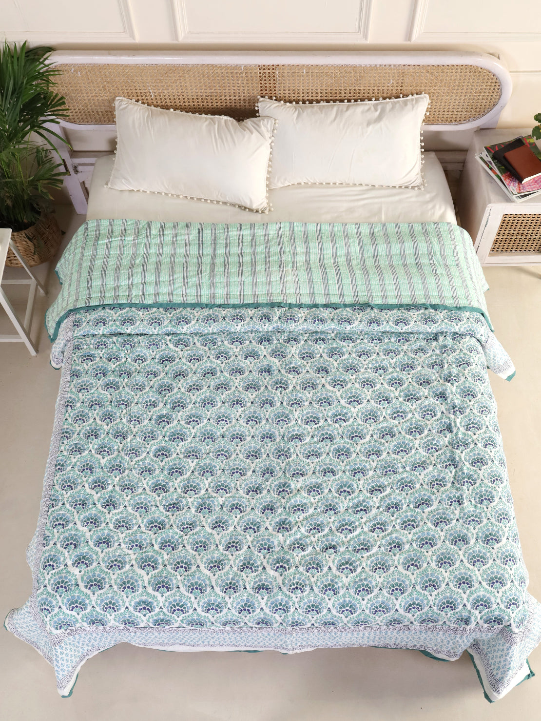 Coral Blue Reversible Quilt