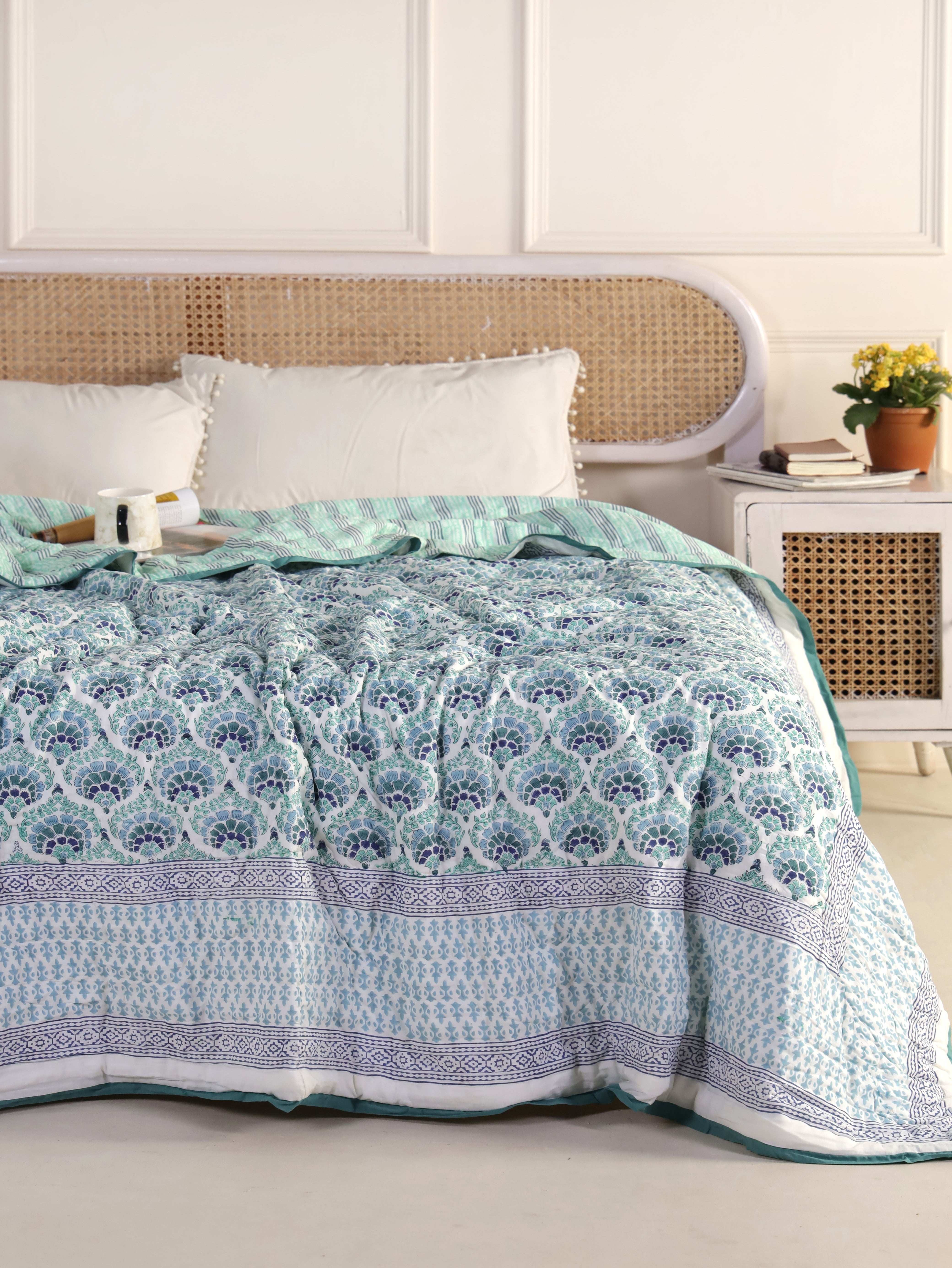 Coral Blue Reversible Quilt