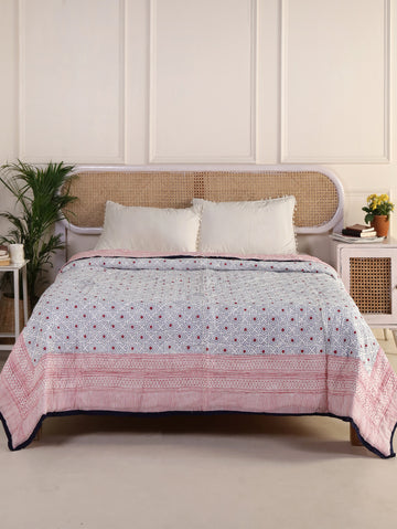 Red Star Geometric Reversible Quilt