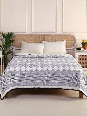 Navy Spiral Reversible Quilt