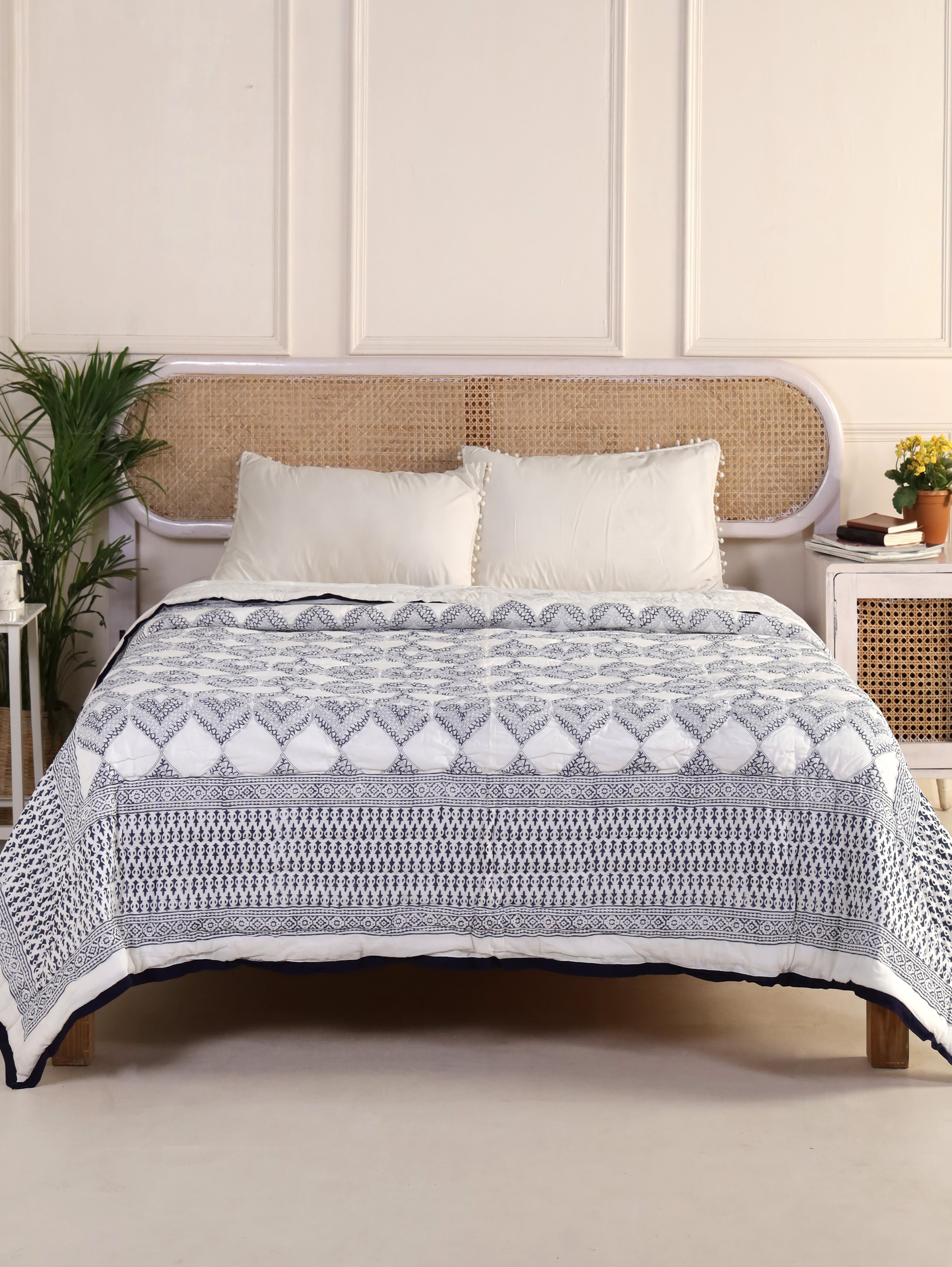 Navy Spiral Reversible Quilt