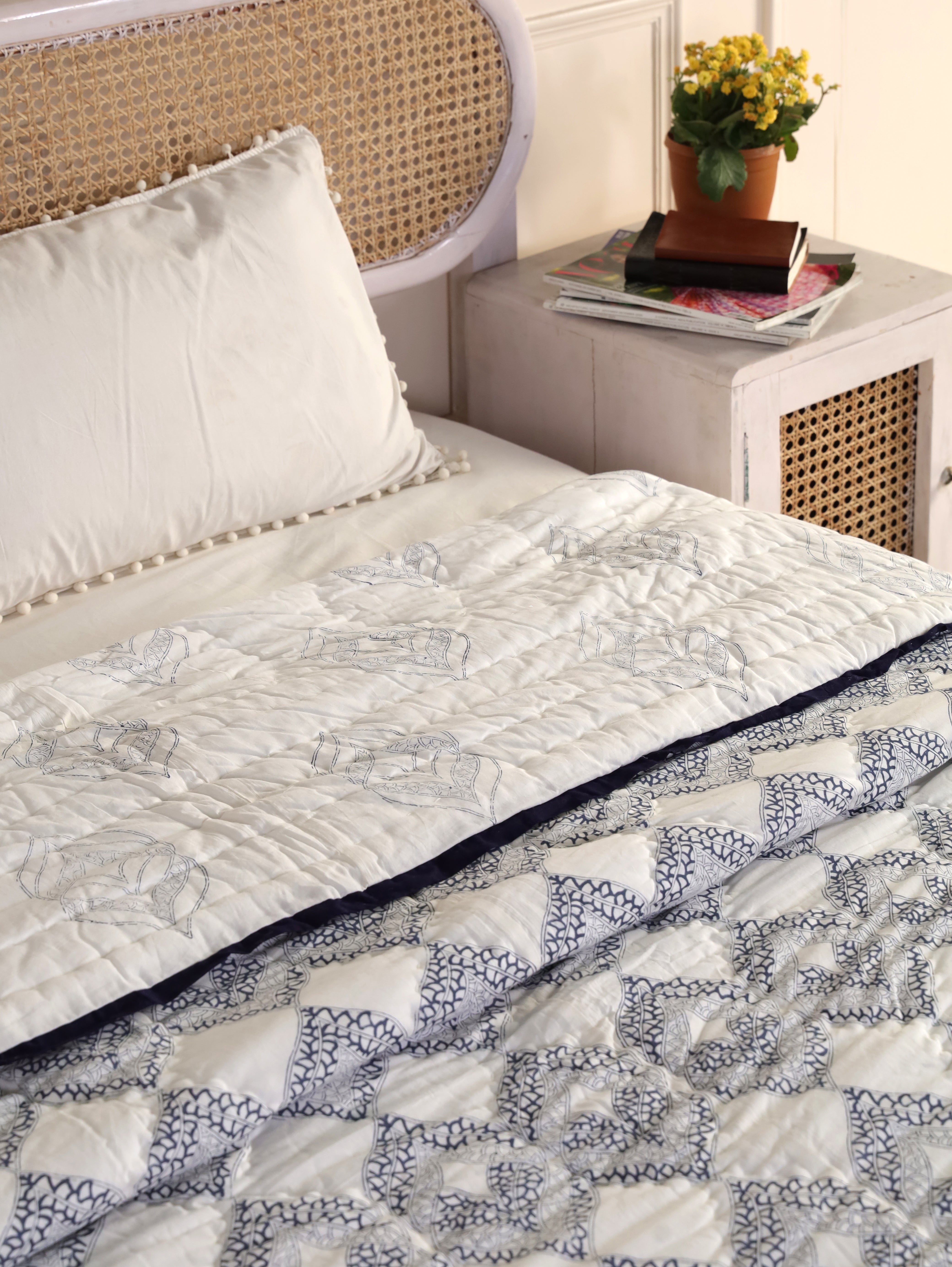 Navy Spiral Reversible Quilt