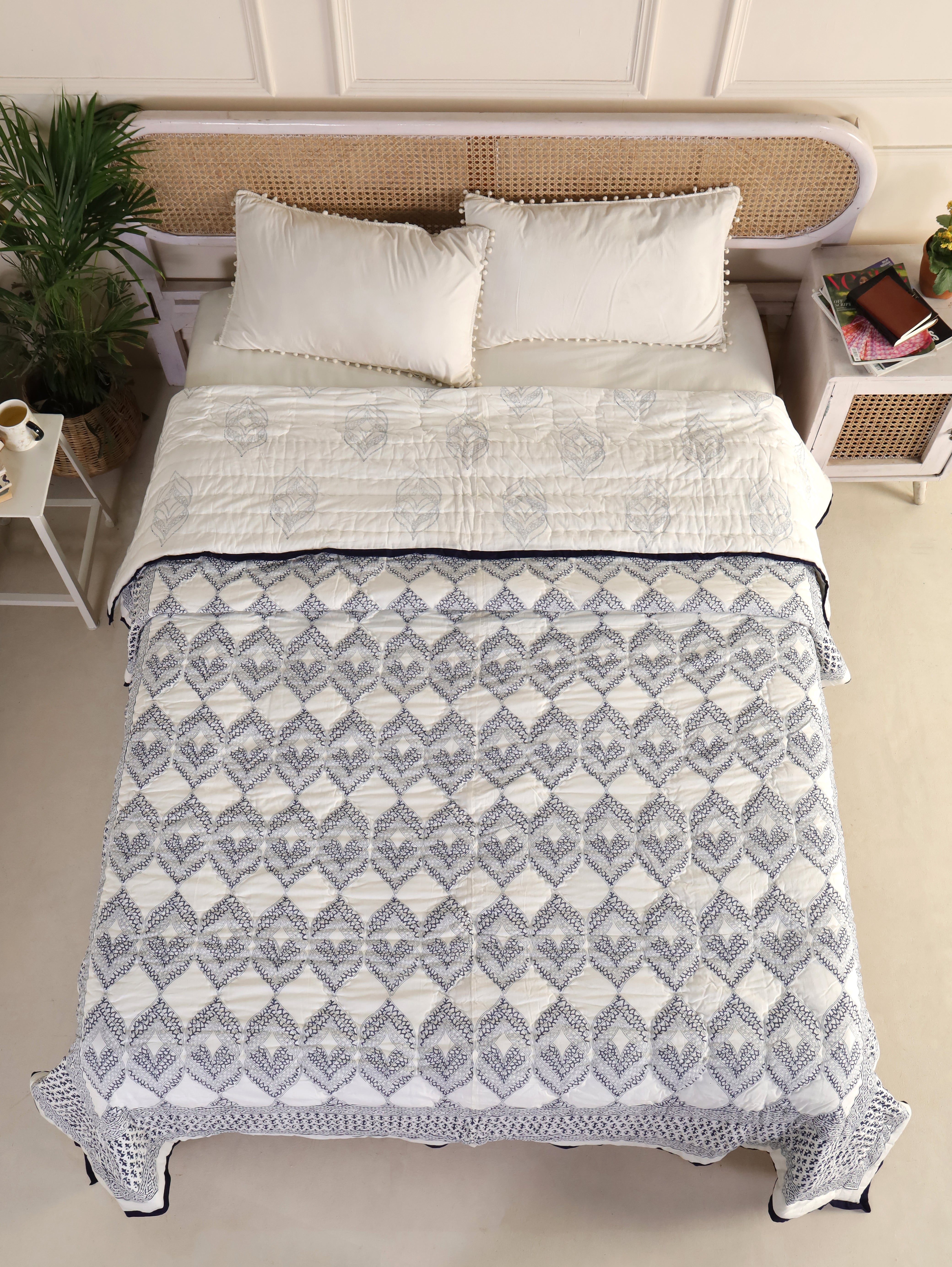 Navy Spiral Reversible Quilt