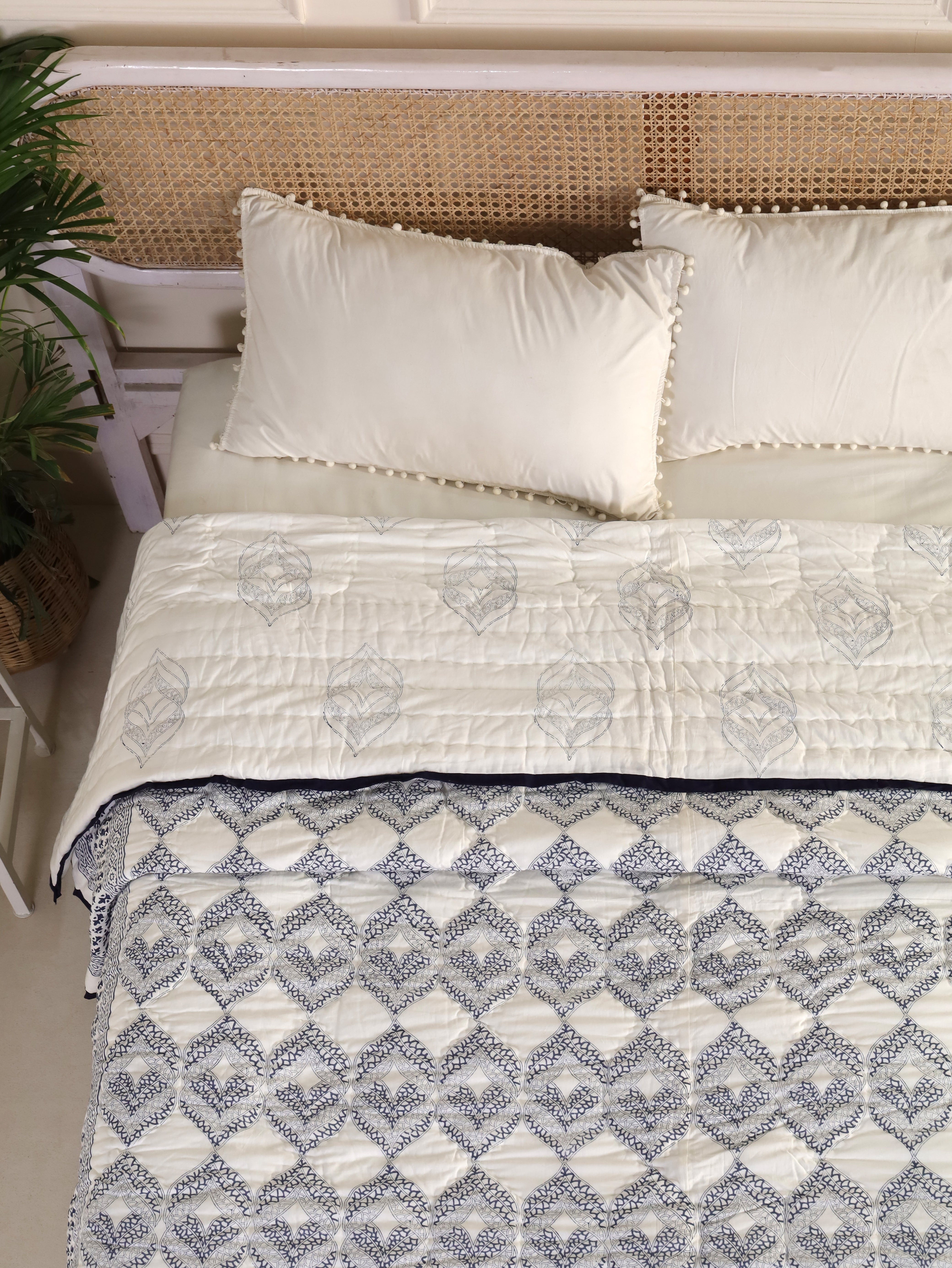 Navy Spiral Reversible Quilt