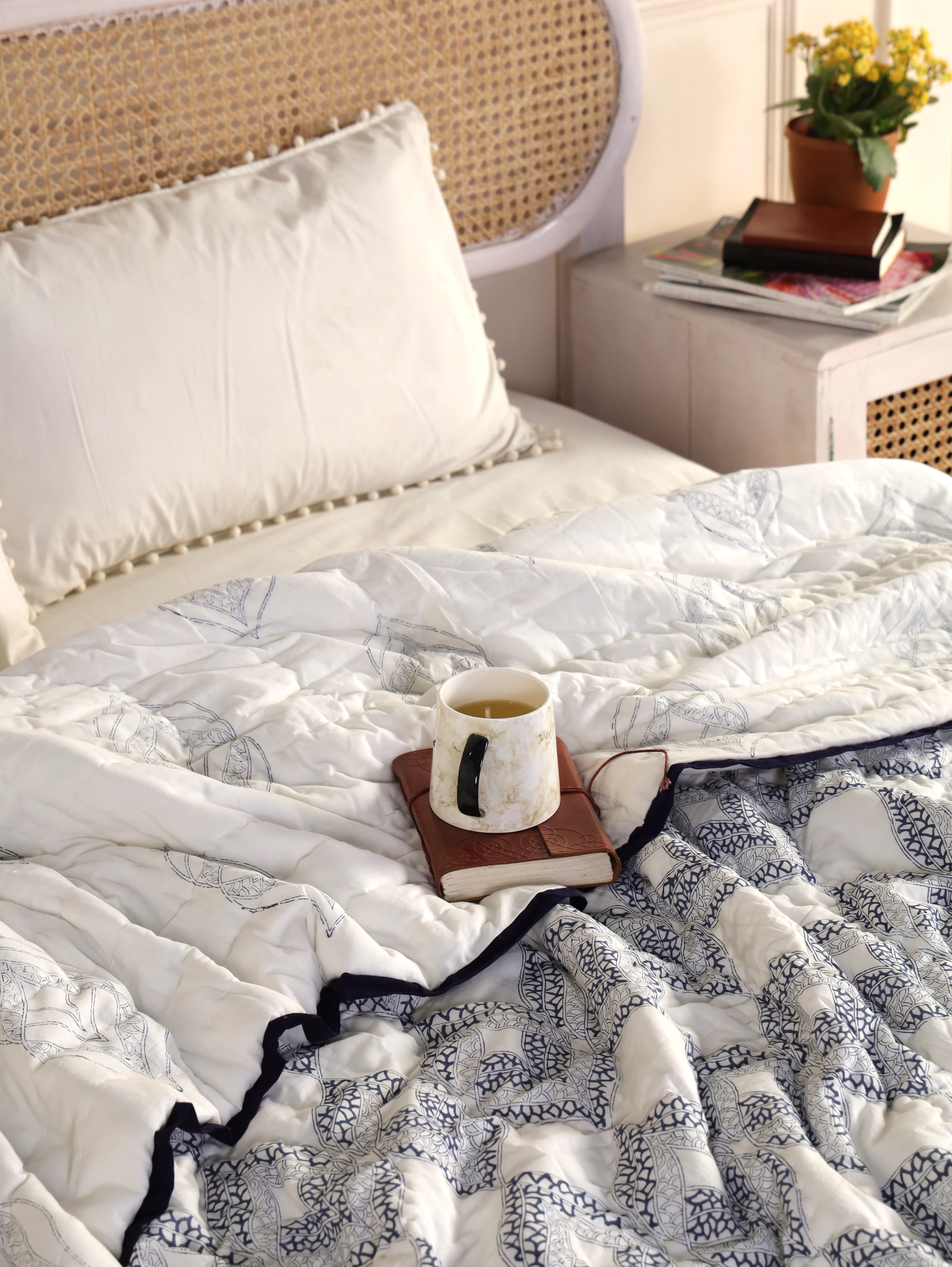 Navy Spiral Reversible Quilt