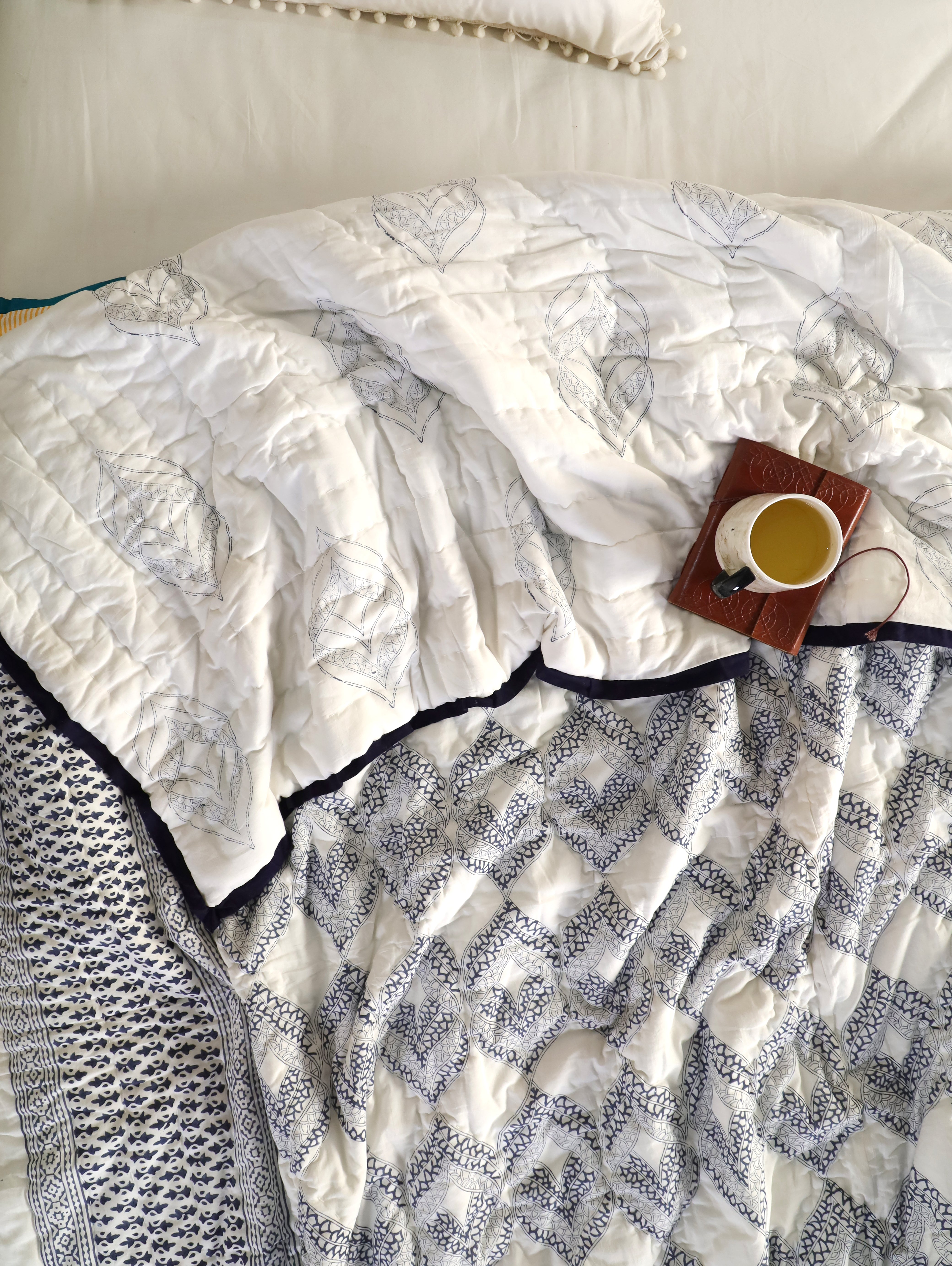 Navy Spiral Reversible Quilt