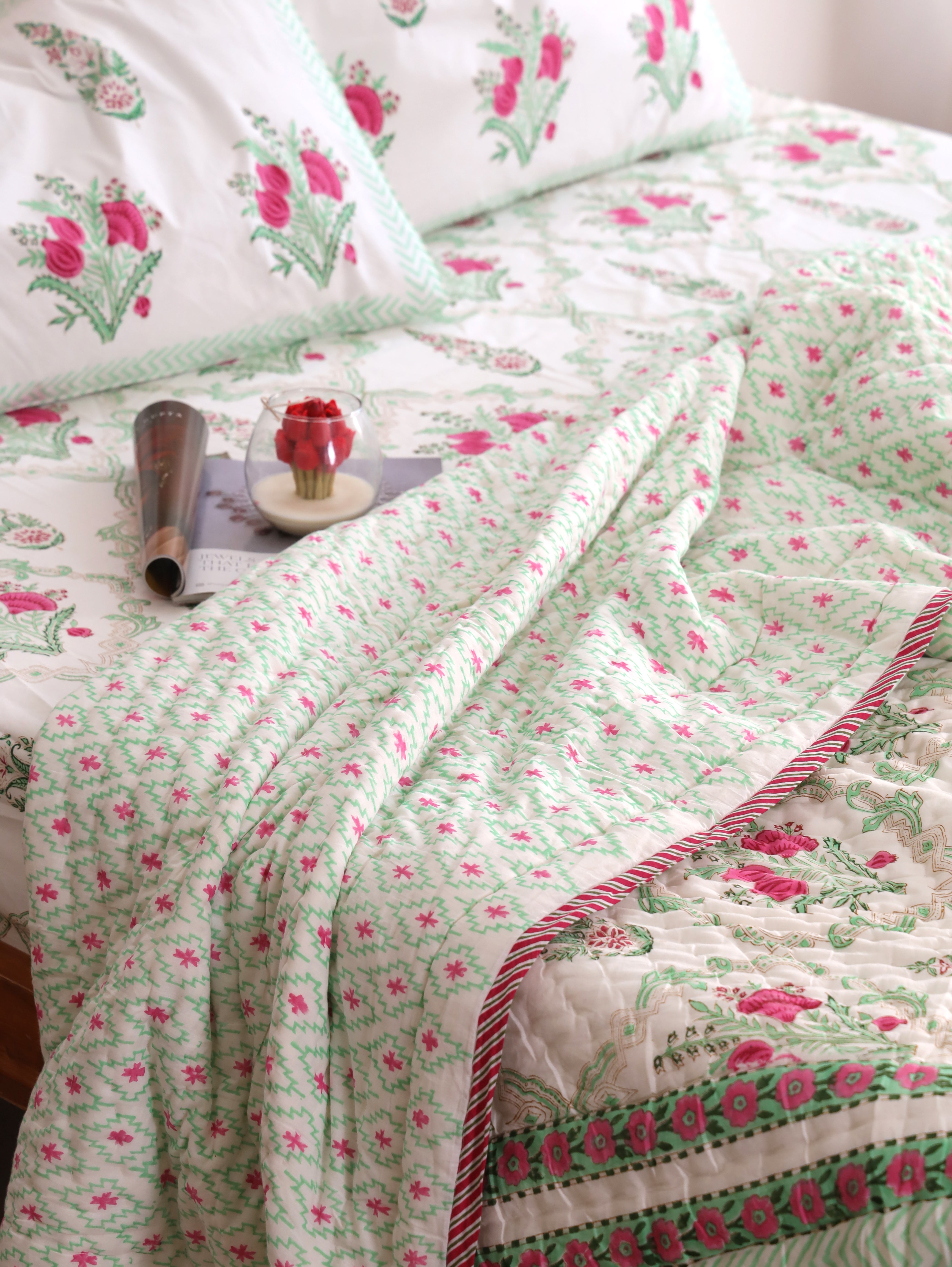 Pomegranate Meadow Reversible Cloud Quilt