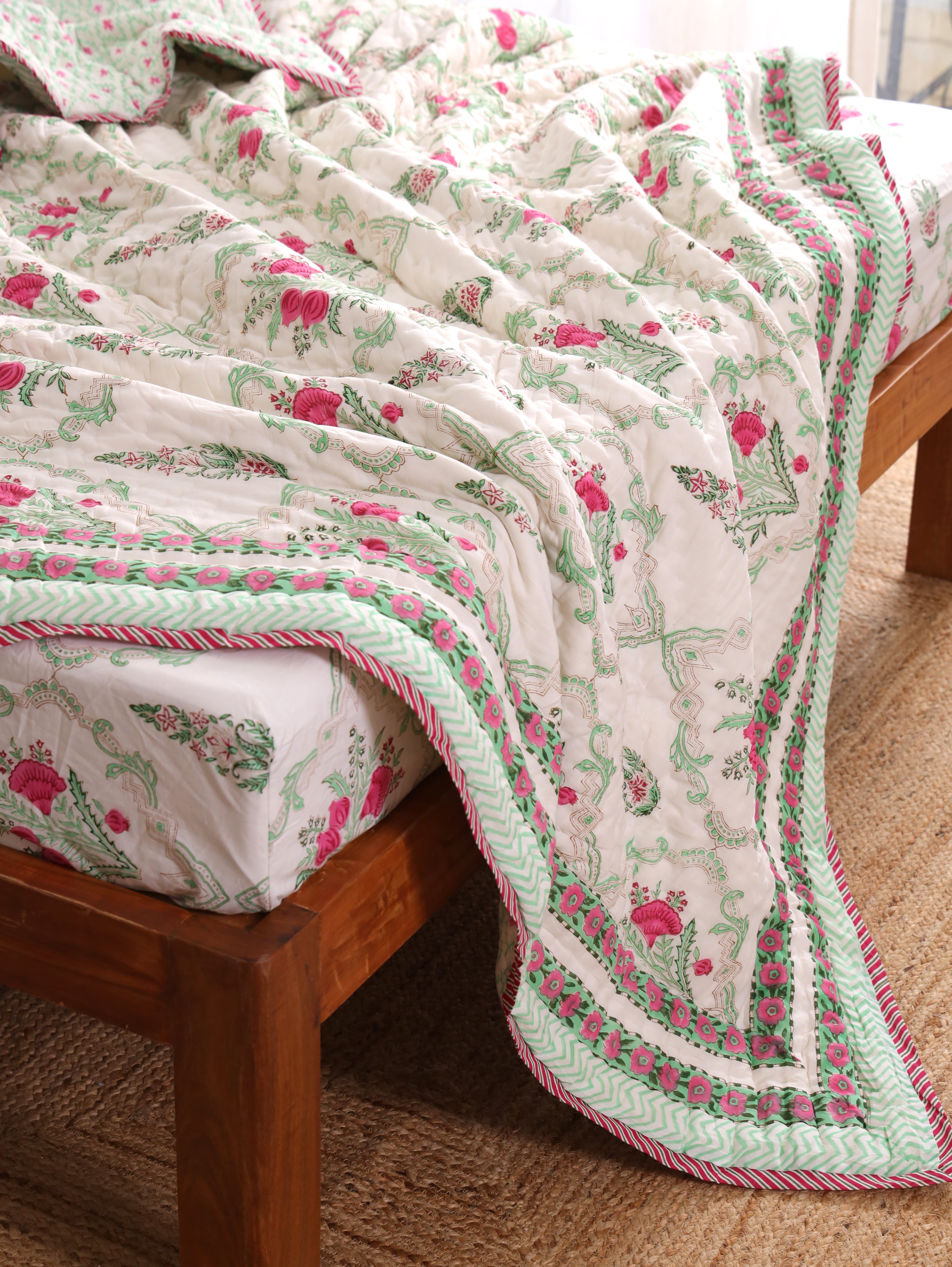 Pomegranate Meadow Reversible Cloud Quilt