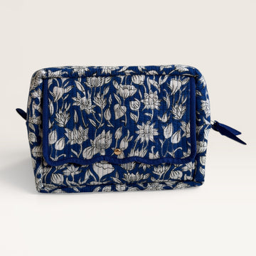 Blue Lotus Quilted Toiletry & Makeup Bag