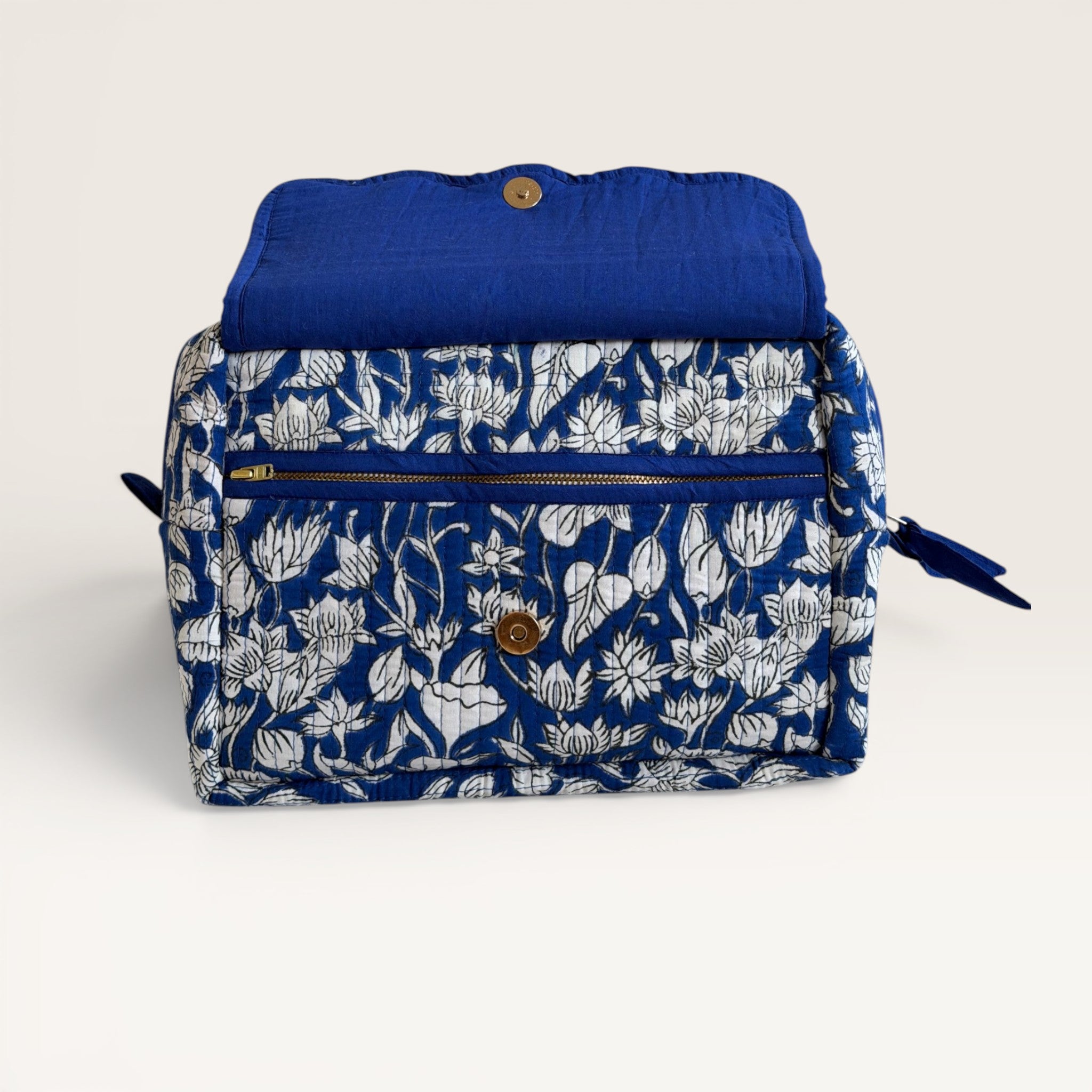 Blue Lotus Quilted Toiletry & Makeup Bag