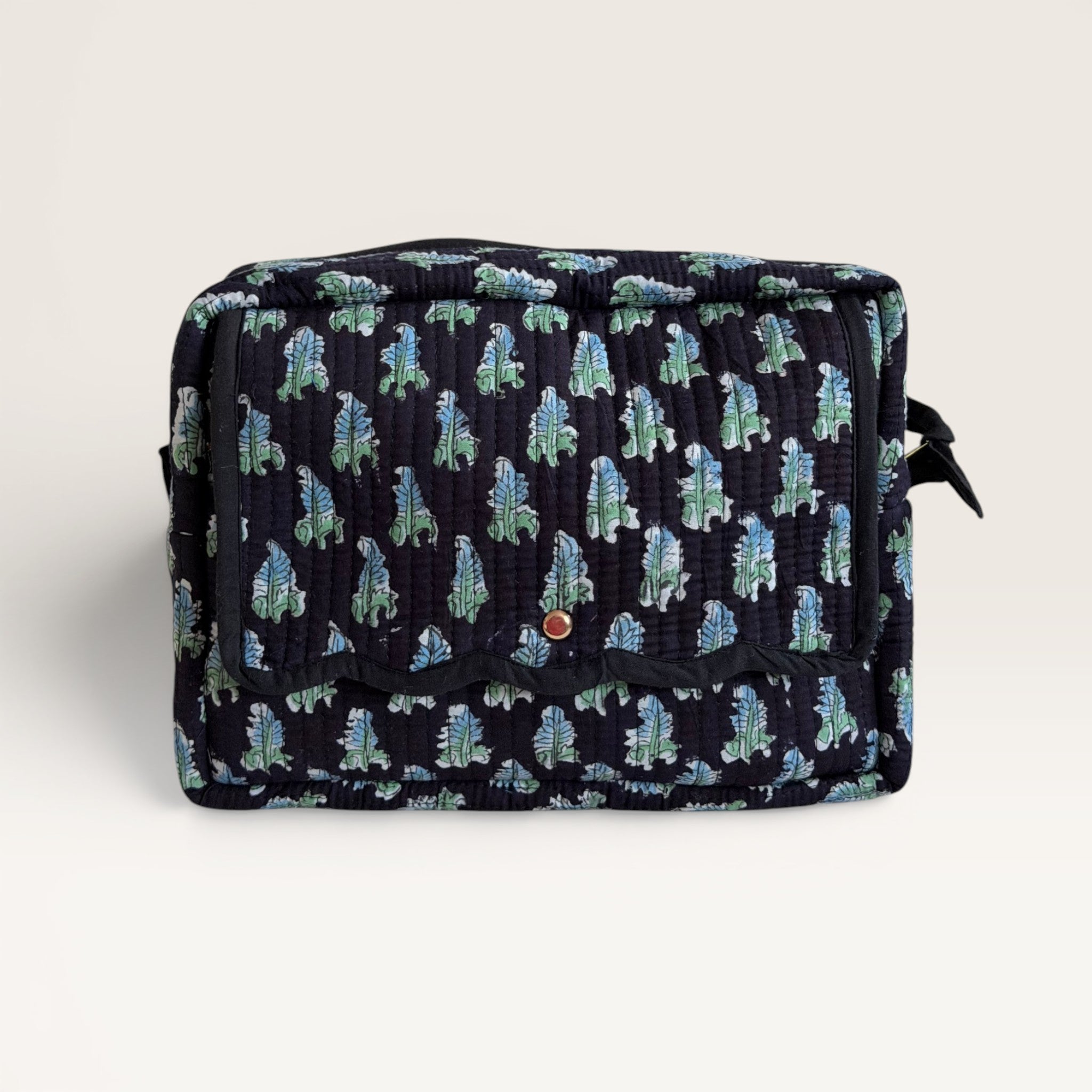 Midnight Fern Quilted Toiletry & Makeup Bag