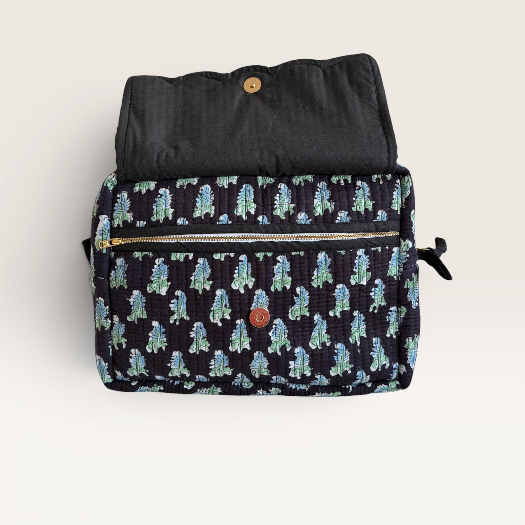 Midnight Fern Quilted Toiletry & Makeup Bag