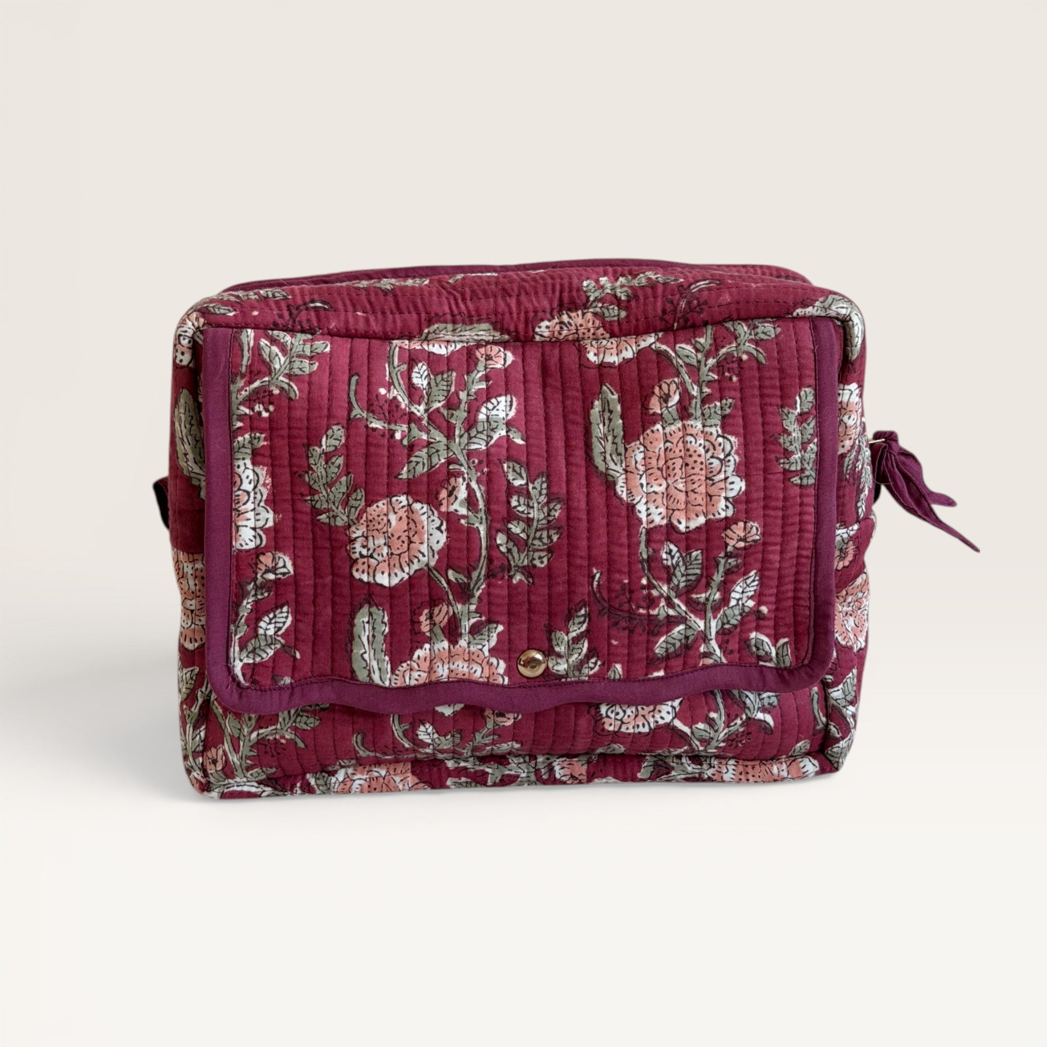Burgundy Rose Quilted Toiletry & Makeup Bag