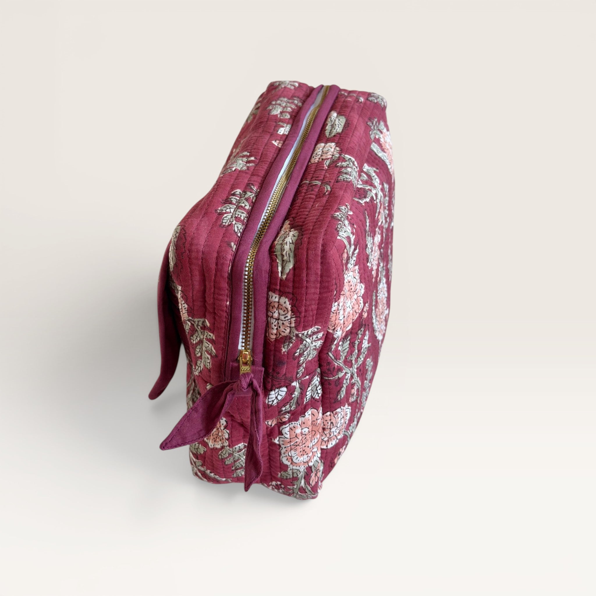 Burgundy Rose Quilted Toiletry & Makeup Bag