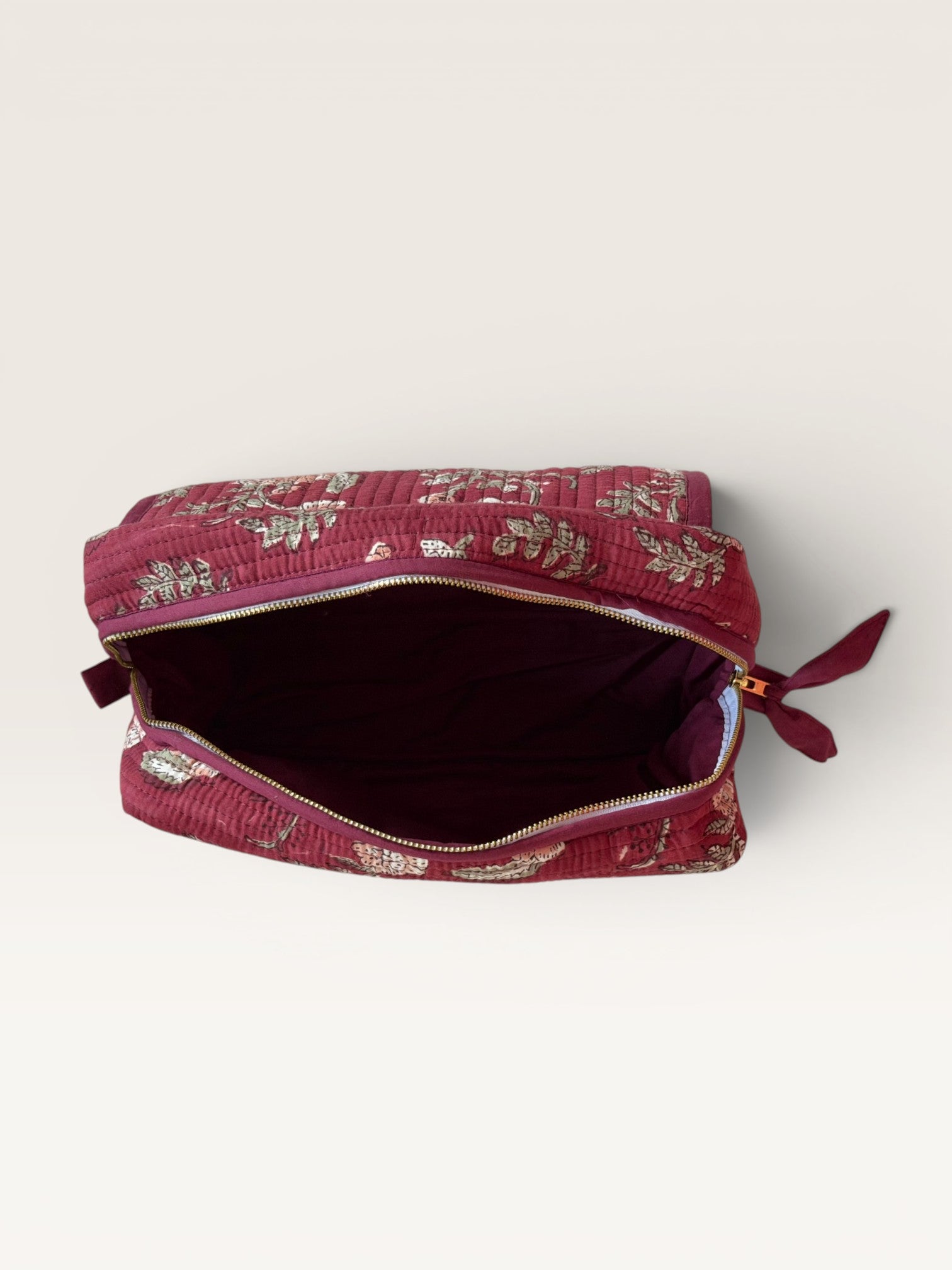 Burgundy Rose Quilted Toiletry & Makeup Bag