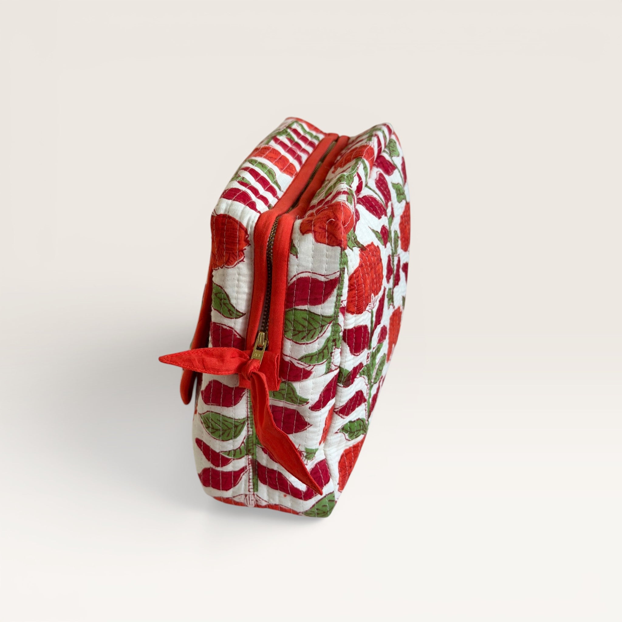 Orange Carnation Quilted Toiletry & Makeup Bag