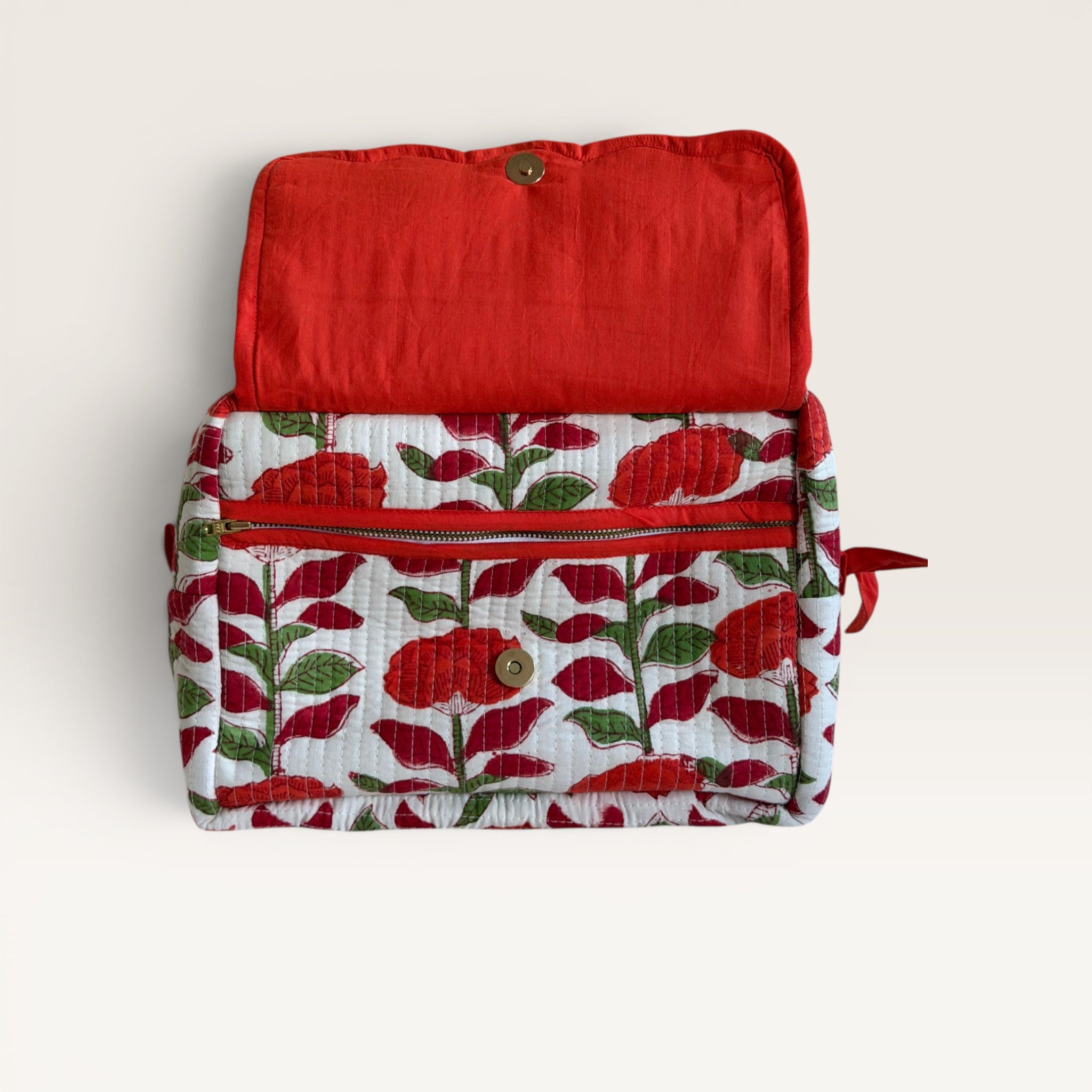 Orange Carnation Quilted Toiletry & Makeup Bag