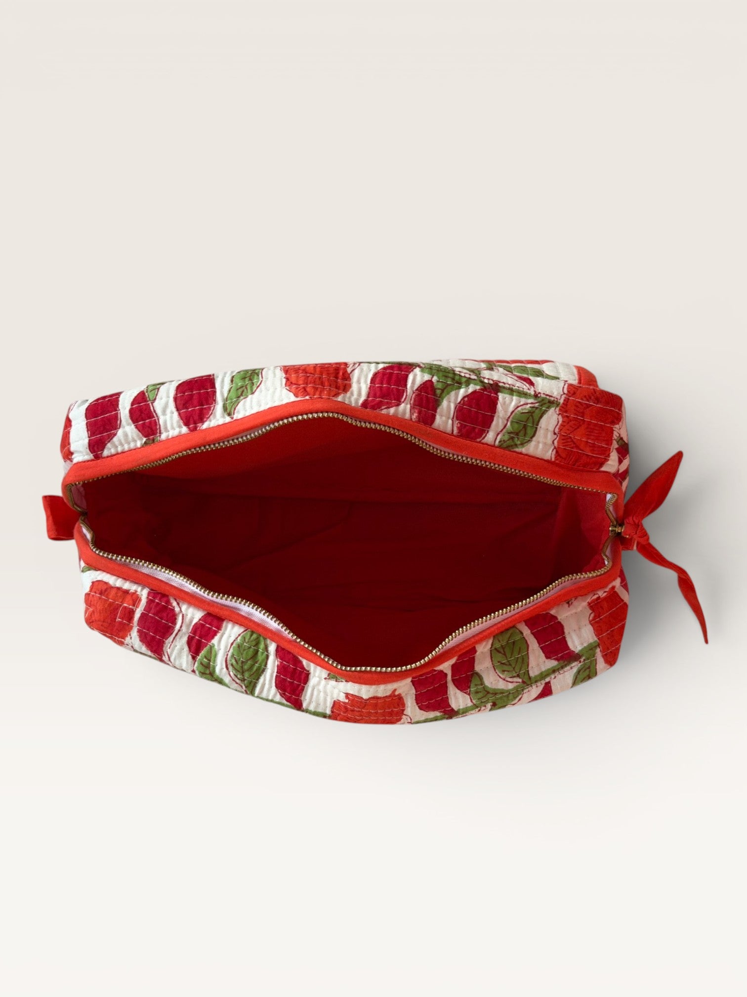 Orange Carnation Quilted Toiletry & Makeup Bag