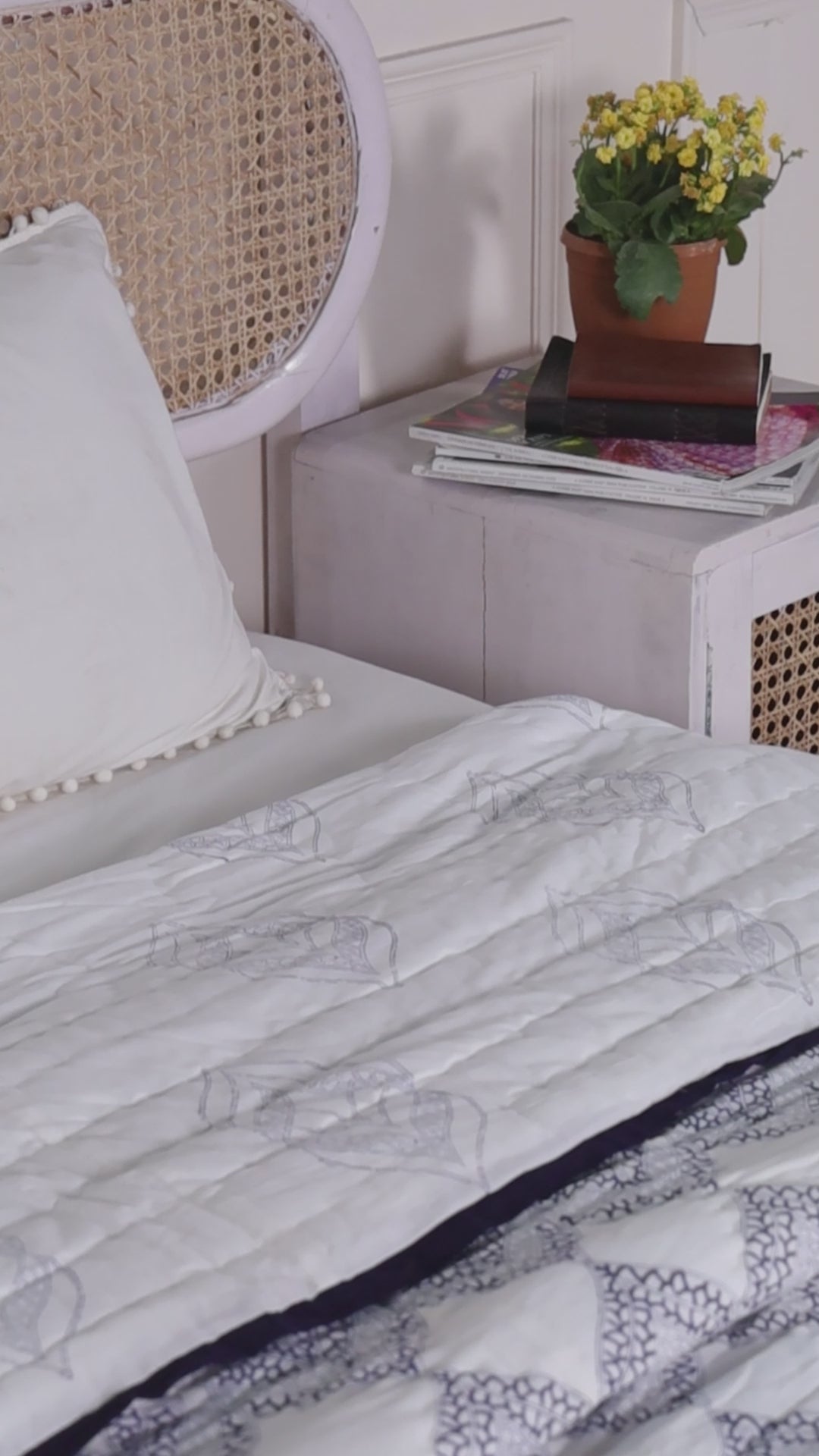 Navy Spiral Reversible Quilt