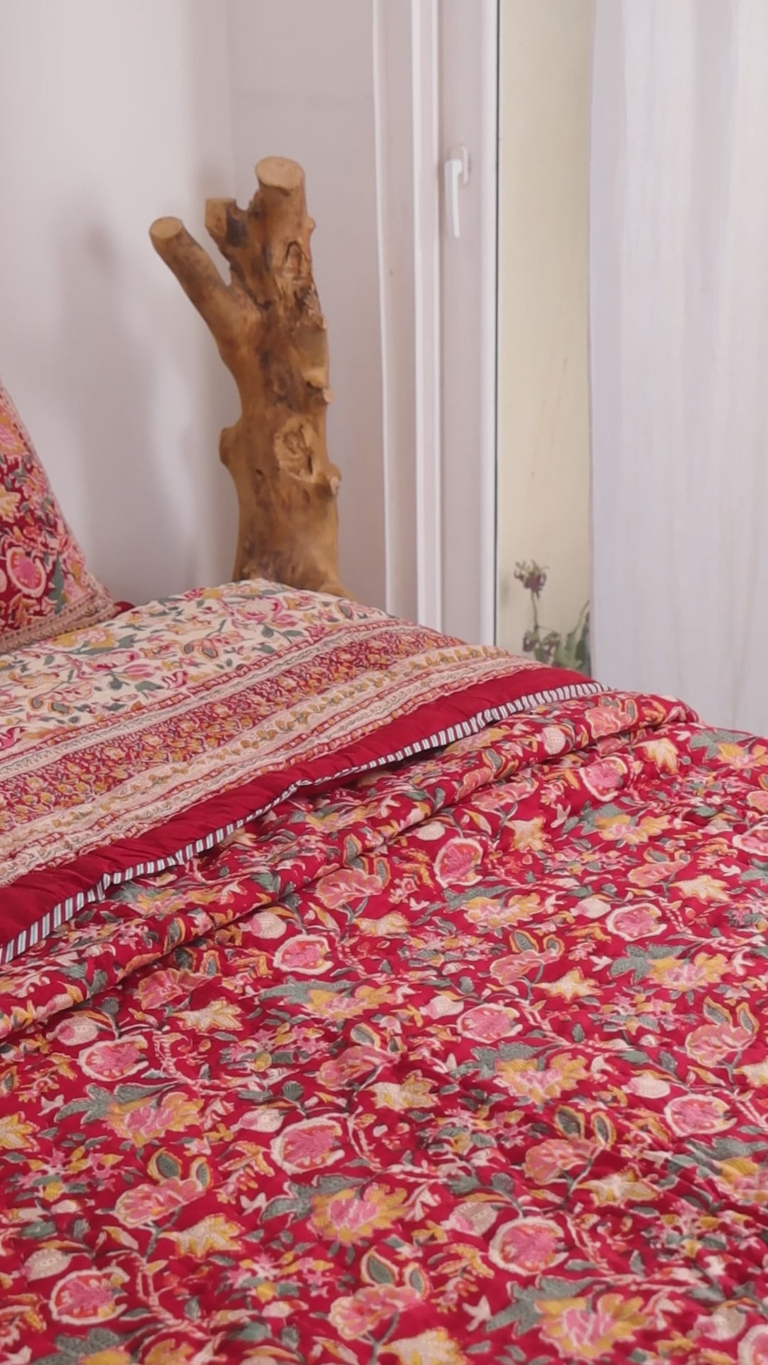 Royal Red Bloom Reversible Cloud Quilt